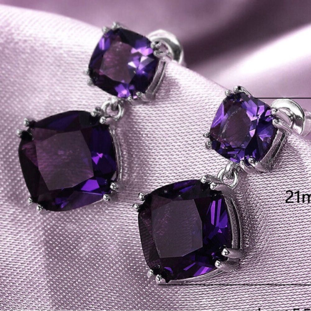 💜 New sparkling purple crystal earrings 💜 - Picture 3 of 6
